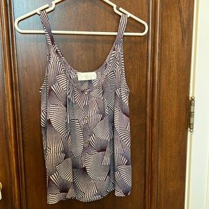 A.L.C. blue, white & brown silk sleeveless tank top, size small